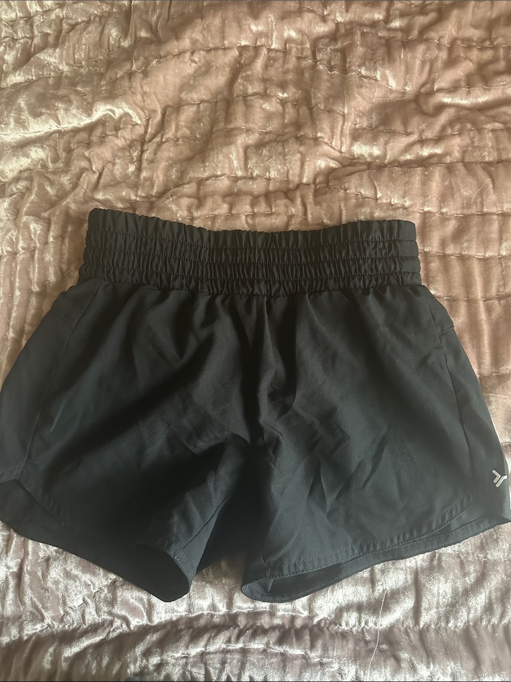 Girls’ Black Athletic Shorts with Smocked Waist